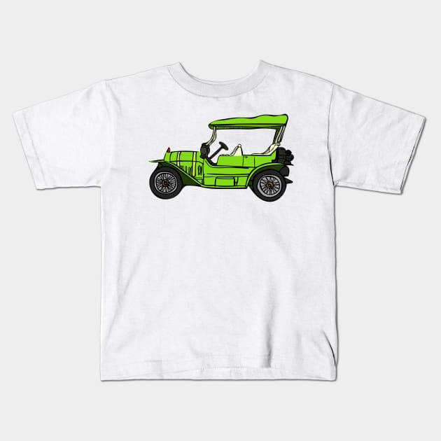 70’s Vintage Green Car Kids T-Shirt by alexwestshop